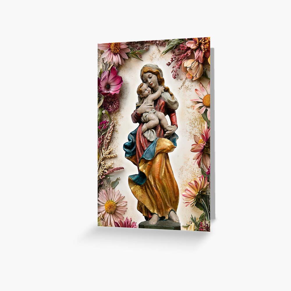 Maria-mit-Kind aus Schliersee geschnitzt von Otto Seidl-Grußkarte Maria-mit-Kind