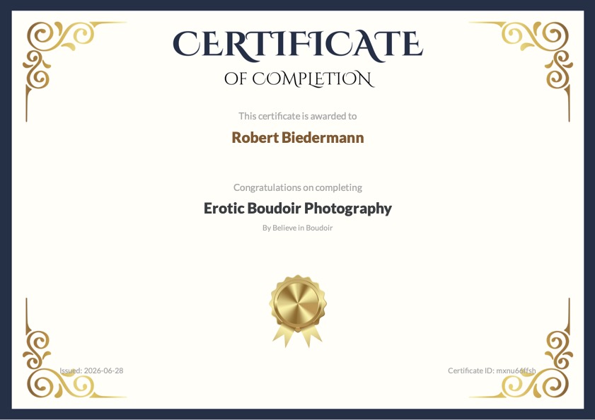 Robert-Biedermann-certificate-Erotic-Boudoir-Photography-2026-06-28 Boudoir Photography